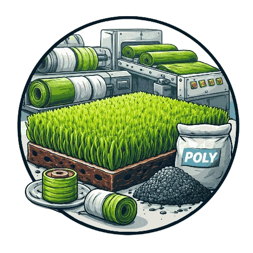 Safety icon confirming non-toxic and eco-friendly artificial grass materials for family backyards.