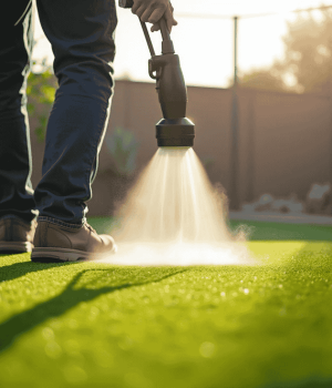 Professional turf cleaning and power brushing to keep synthetic grass sanitised and upright.